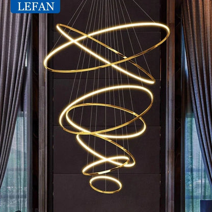 Modern Black Gold Aluminum Staircase Pendant Light