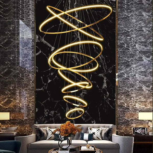 Nordic Ring Chandelier – Multi-Ring LED Pendant Light for Living & Dining Room