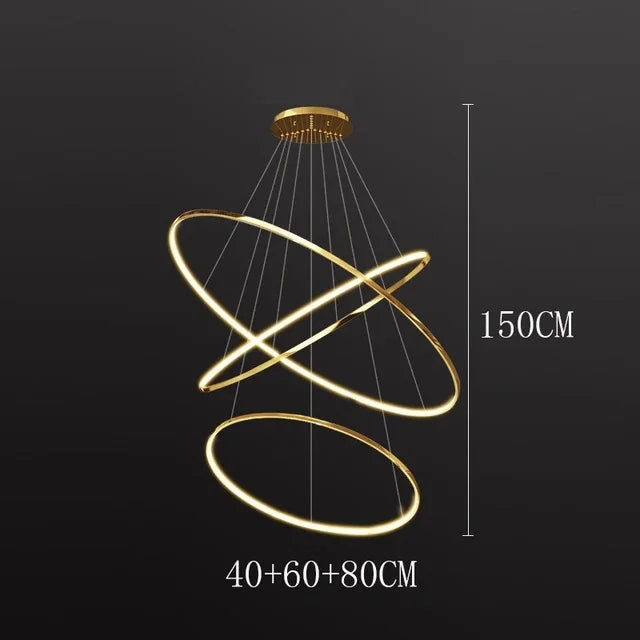 Modern Black Gold Aluminum Staircase Pendant Light
