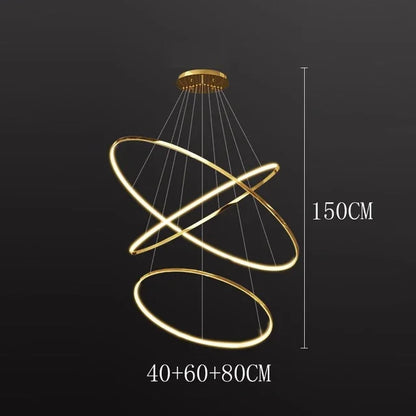 Modern Black Gold Aluminum Staircase Pendant Light