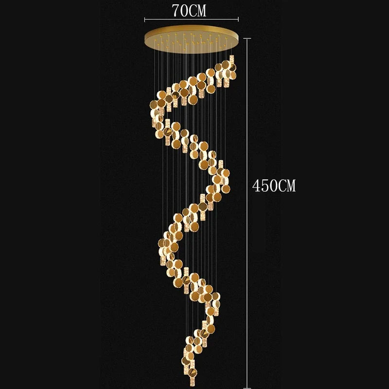 Cascading Crystal Staircase Chandelier | Modern LED Pendant Light for High Ceilings & Foyers