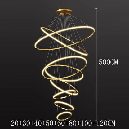 Modern Black Gold Aluminum Staircase Pendant Light