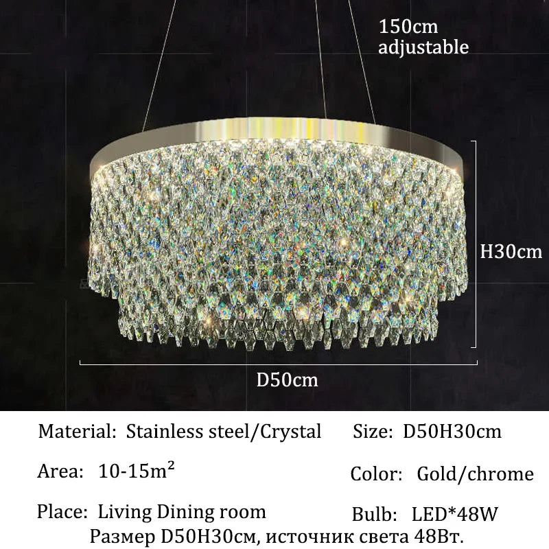 Luxury Crystal Chandelier – Modern LED Ceiling Light for Living & Dining Room