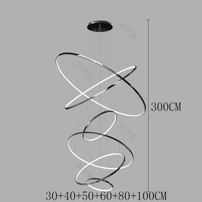 Modern Black Gold Aluminum Staircase Pendant Light