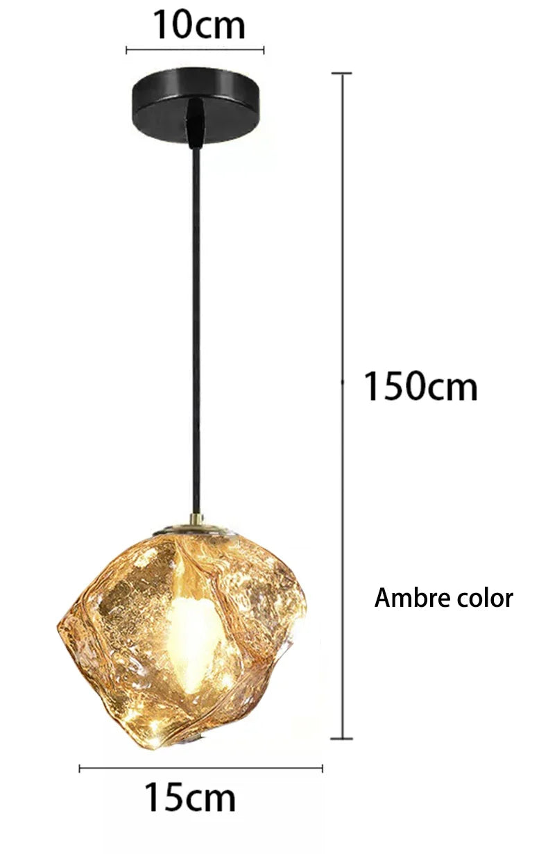 Glass Stone Multi-Head Pendant Chandelier – Dimmable LED, Staircase & Living Room