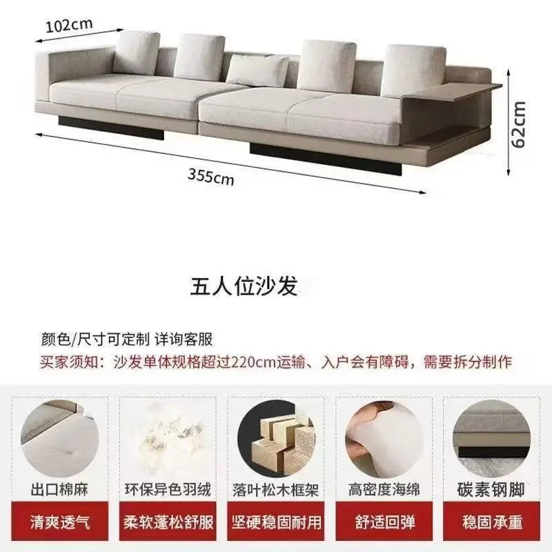 Cotton Linen L-Shape Sectional Sofa – Italian-Style Floor Seating with Removable Covers