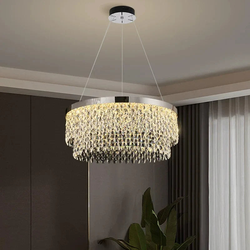 Luxury Crystal Chandelier – Modern LED Ceiling Light for Living & Dining Room