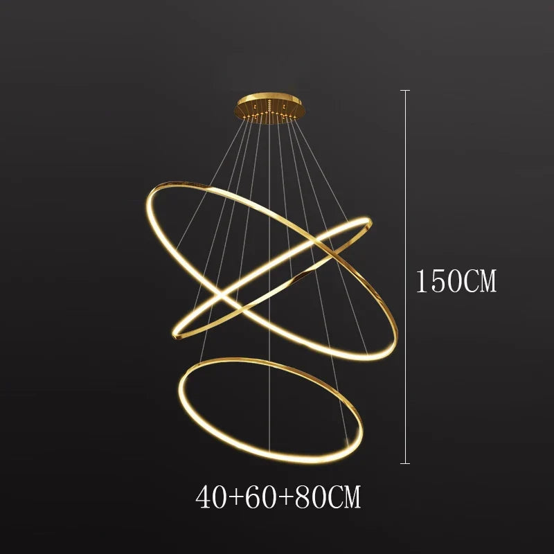 Nordic Ring Chandelier – Multi-Ring LED Pendant Light for Living & Dining Room