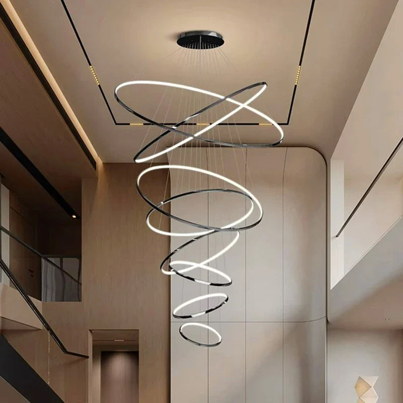 Nordic Ring Chandelier – Multi-Ring LED Pendant Light for Living & Dining Room