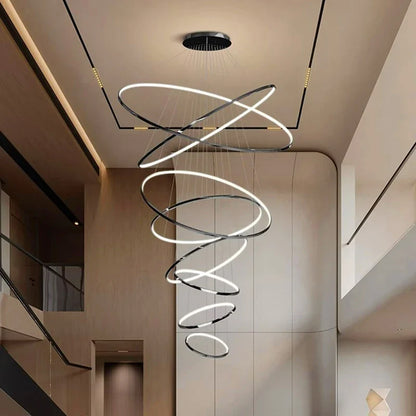 Nordic Ring Chandelier – Multi-Ring LED Pendant Light for Living & Dining Room