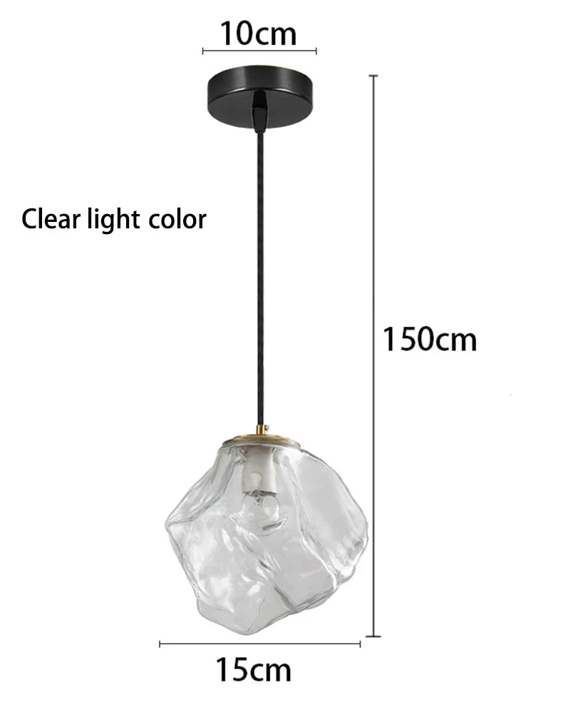 Glass Stone Multi-Head Pendant Chandelier – Dimmable LED, Staircase & Living Room