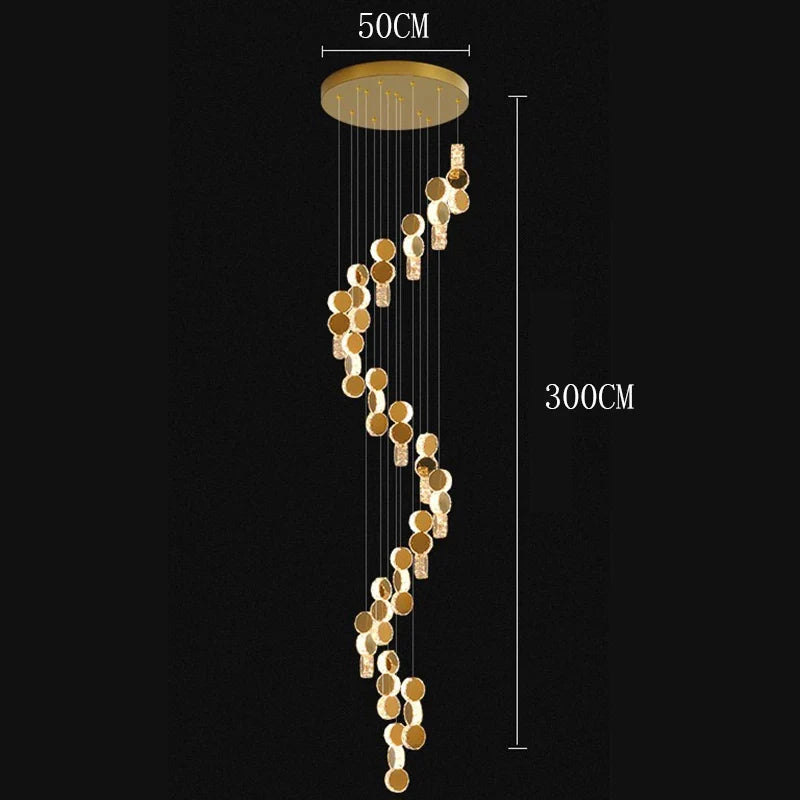 Cascading Crystal Staircase Chandelier | Modern LED Pendant Light for High Ceilings & Foyers