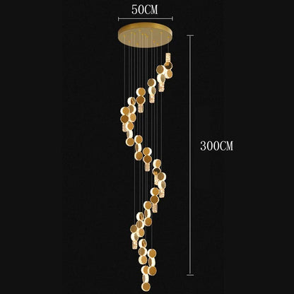 Cascading Crystal Staircase Chandelier | Modern LED Pendant Light for High Ceilings & Foyers