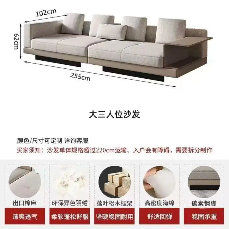 Cotton Linen L-Shape Sectional Sofa – Italian-Style Floor Seating with Removable Covers