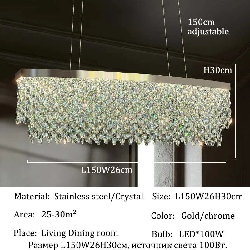 Luxury Crystal Chandelier – Modern LED Ceiling Light for Living & Dining Room