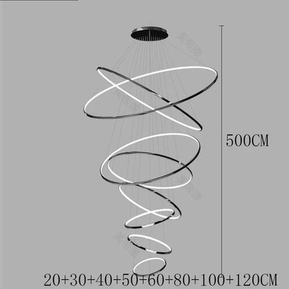 Modern Black Gold Aluminum Staircase Pendant Light
