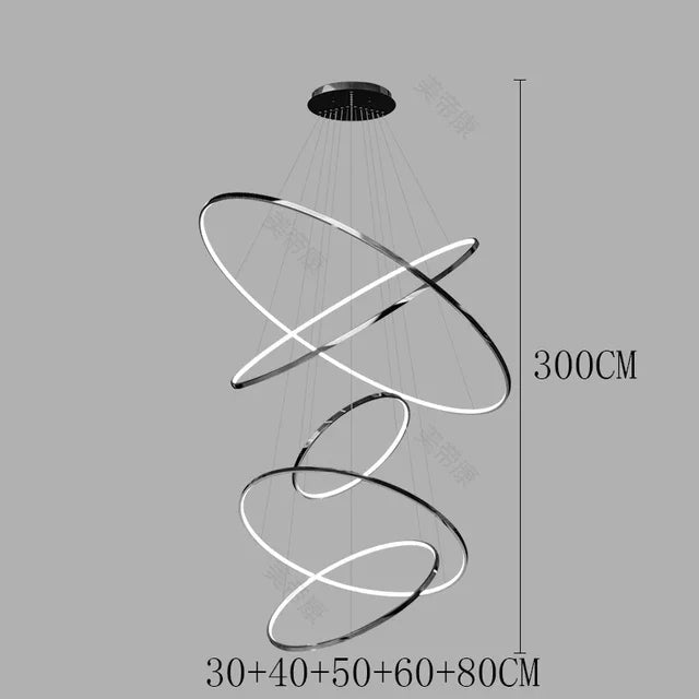 Modern Black Gold Aluminum Staircase Pendant Light