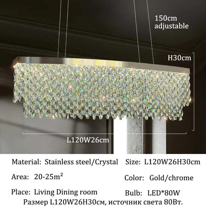 Luxury Crystal Chandelier – Modern LED Ceiling Light for Living & Dining Room