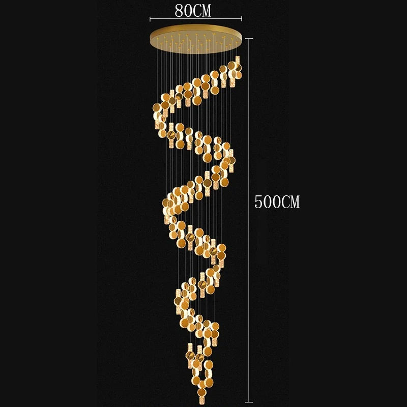 Cascading Crystal Staircase Chandelier | Modern LED Pendant Light for High Ceilings & Foyers