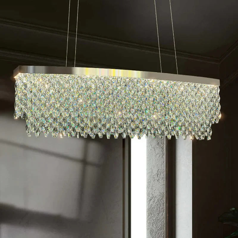 Luxury Crystal Chandelier – Modern LED Ceiling Light for Living & Dining Room