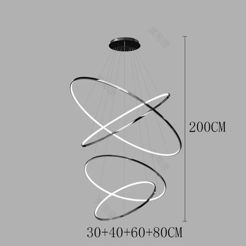 Nordic Ring Chandelier – Multi-Ring LED Pendant Light for Living & Dining Room