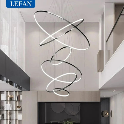 Modern Black Gold Aluminum Staircase Pendant Light