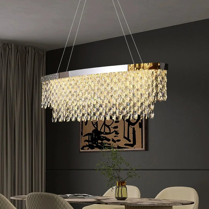 Luxury Crystal Chandelier – Modern LED Ceiling Light for Living & Dining Room