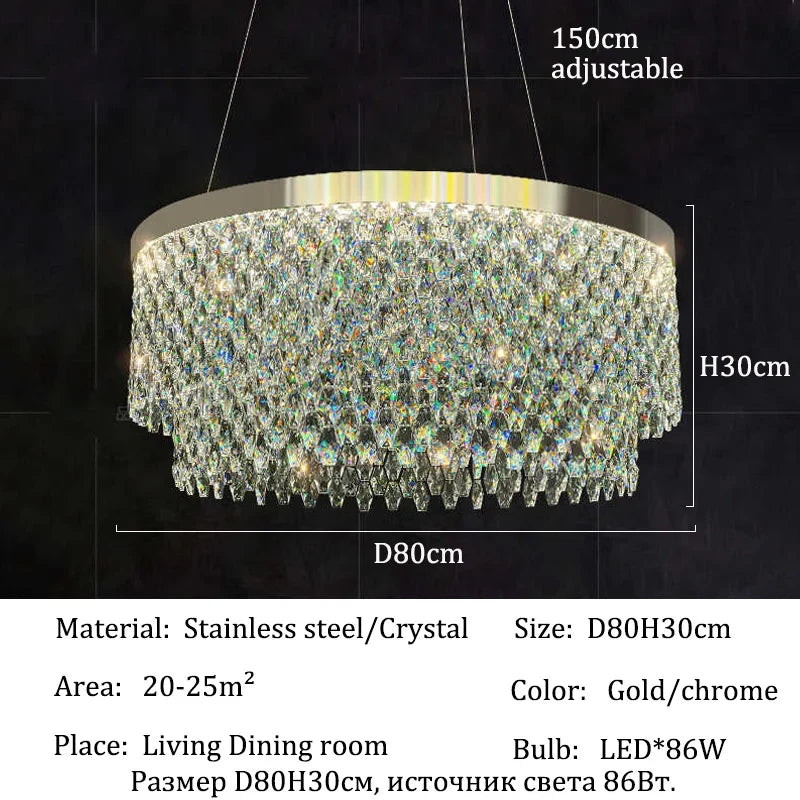 Luxury Crystal Chandelier – Modern LED Ceiling Light for Living & Dining Room