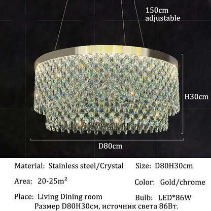Luxury Crystal Chandelier – Modern LED Ceiling Light for Living & Dining Room