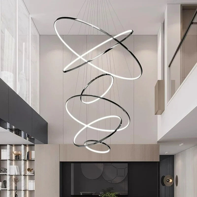 Nordic Ring Chandelier – Multi-Ring LED Pendant Light for Living & Dining Room