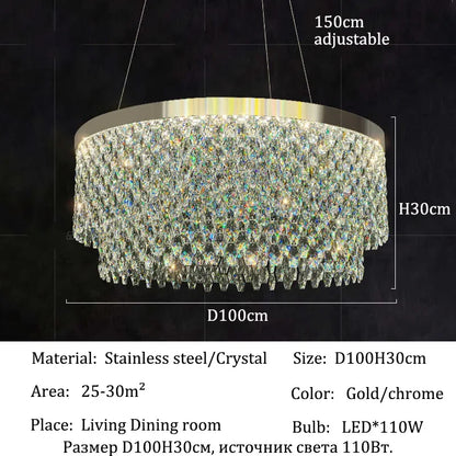 Luxury Crystal Chandelier – Modern LED Ceiling Light for Living & Dining Room