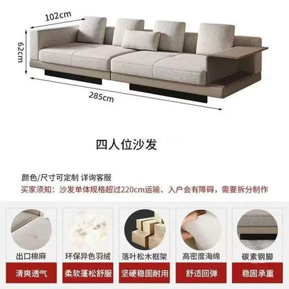 Cotton Linen L-Shape Sectional Sofa – Italian-Style Floor Seating with Removable Covers