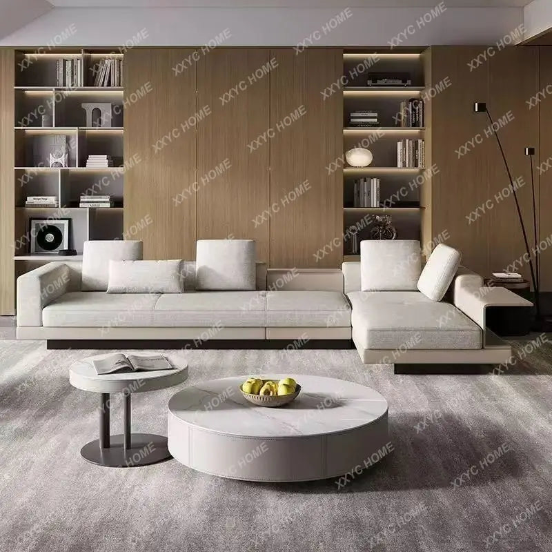 Cotton Linen L-Shape Sectional Sofa – Italian-Style Floor Seating with Removable Covers