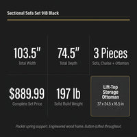 Sectional Sofa Set, 91B Black — Results & Stats
