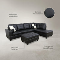 Sectional Sofa Set, 91B Black — infographic