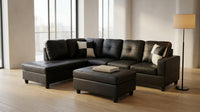 Sectional Sofa Set, 91B Black — Lifestyle