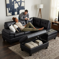 Sectional Sofa Set, 91B Black — Lifestyle