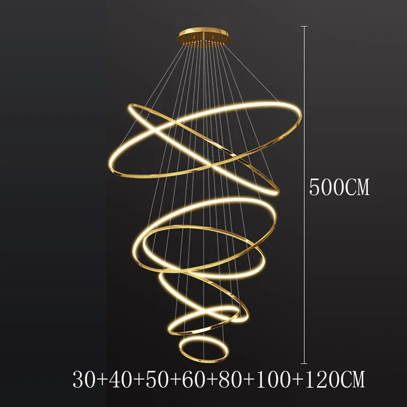 Nordic Ring Chandelier – Multi-Ring LED Pendant Light for Living & Dining Room