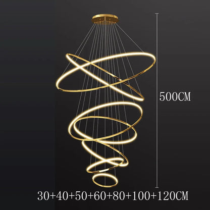 Nordic Ring Chandelier – Multi-Ring LED Pendant Light for Living & Dining Room