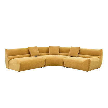 Modular Curved Sectional Sofa, 3-Piece Free-Form Configuration