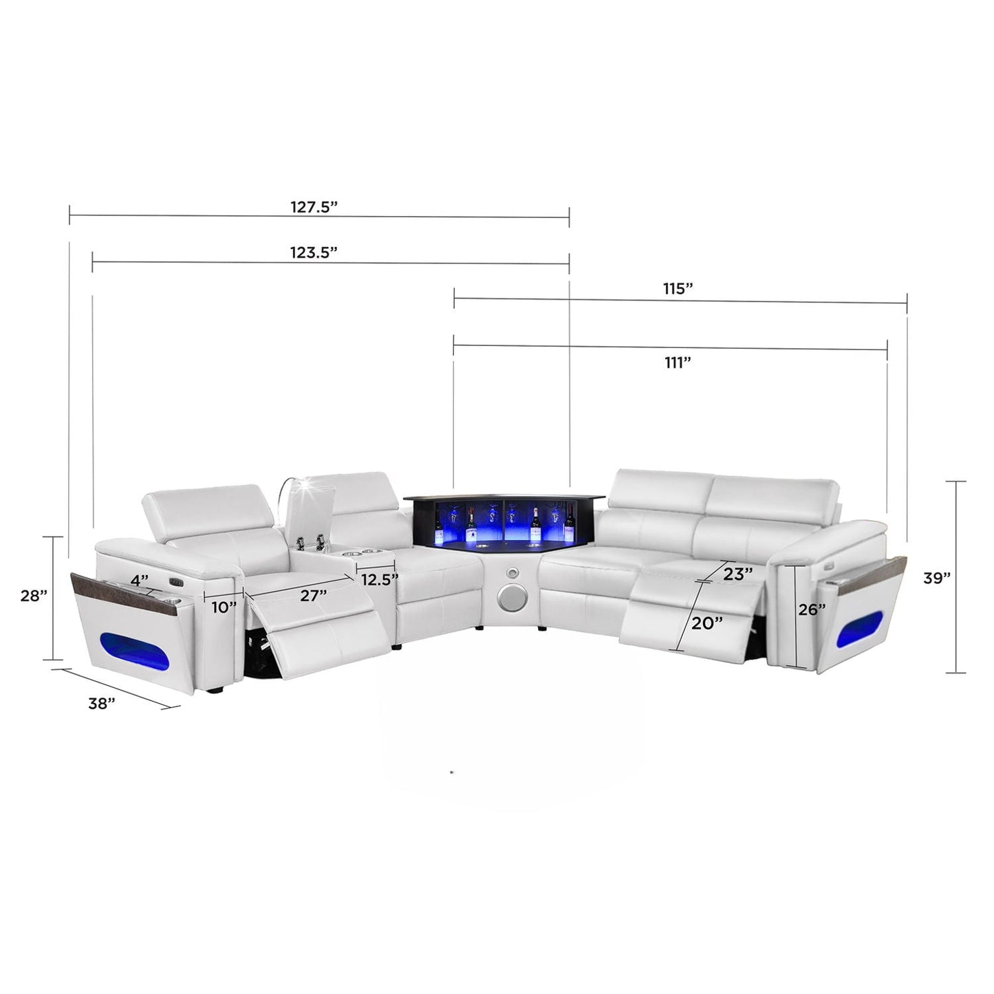Nova - Sectional With Bluetooth Speaker, LED And Lifting Wine Cabinet
