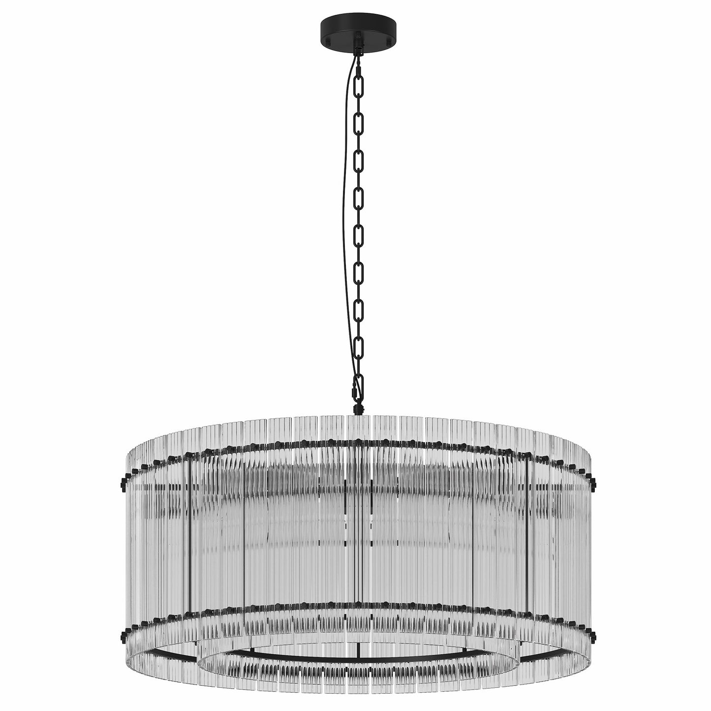 37-Inch Modern Black Round 8-Light Crystal Chandelier