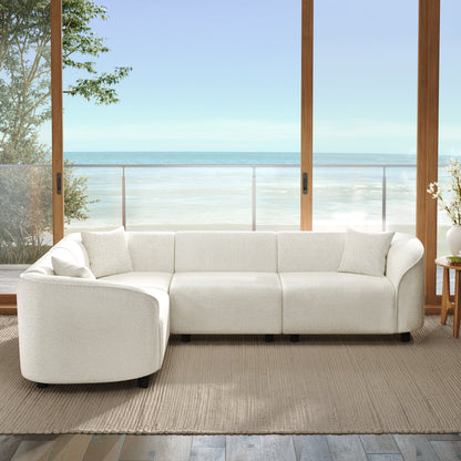 Aurelia 104″ Curved Bouclé Sectional Sofa – Beige