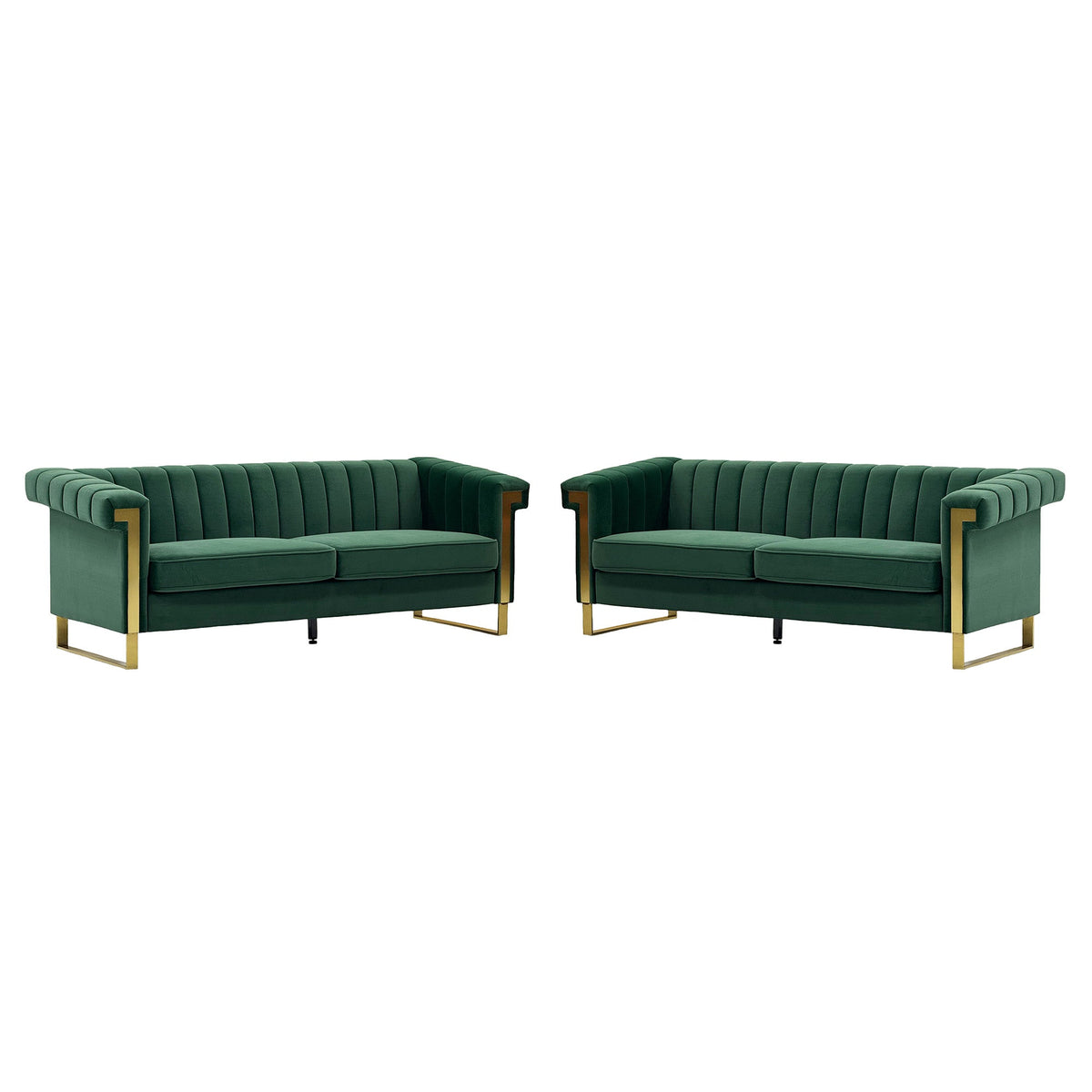 Emerald Green Velvet 2 Piece Sofa Set