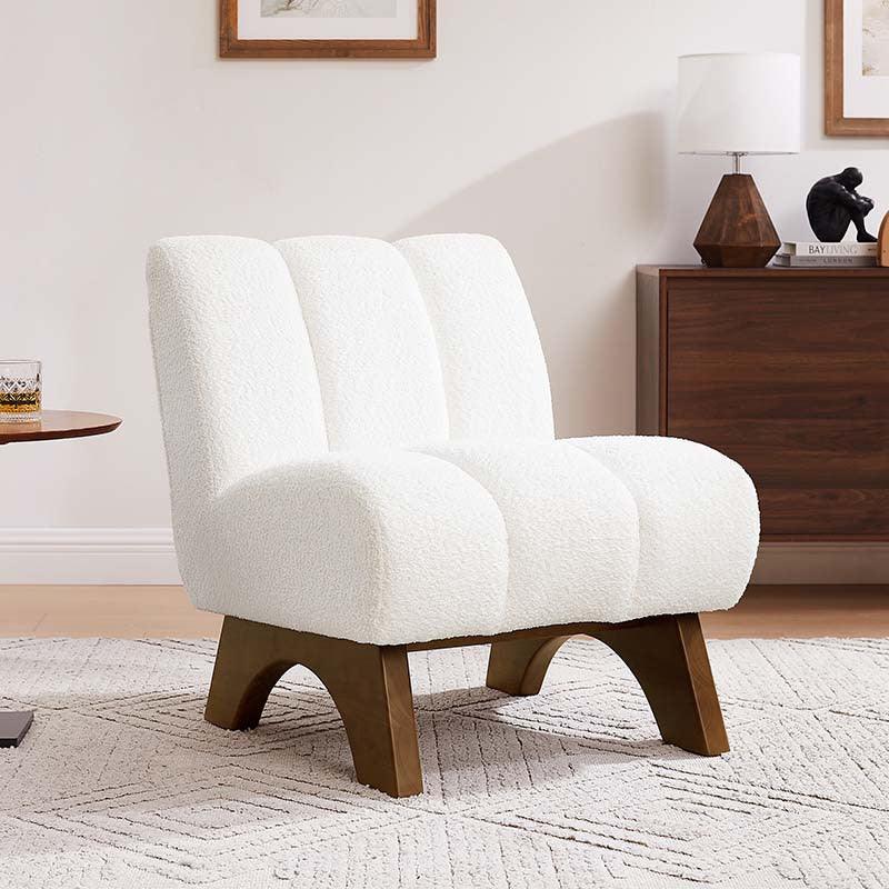 Accent Chair - Sherpa Beige Wooden