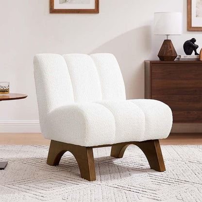 Accent Chair - Sherpa Beige Wooden