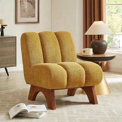 Accent Chair - Sherpa Beige Wooden