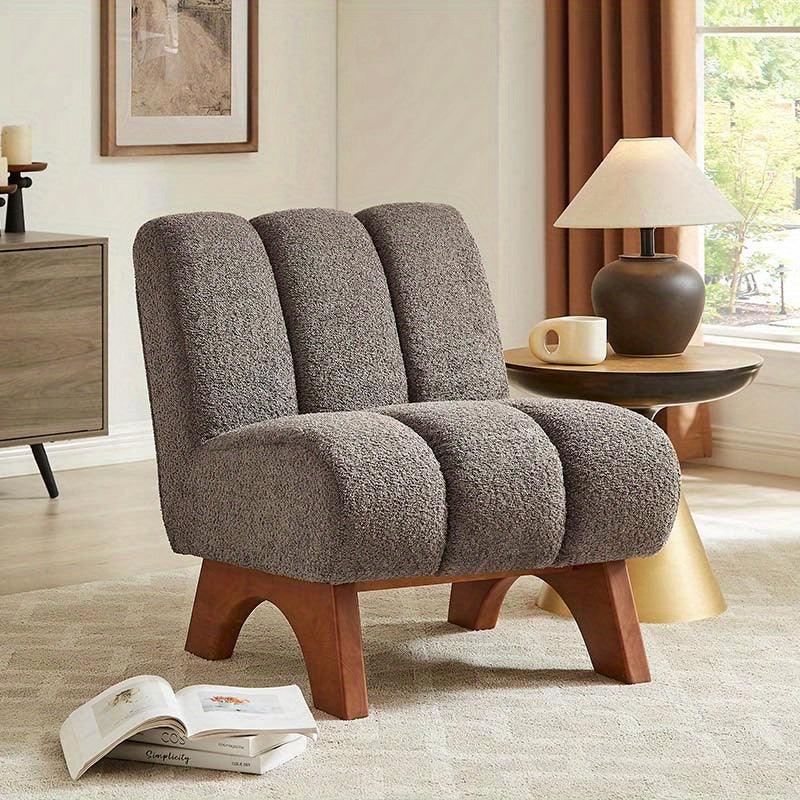 Accent Chair - Sherpa Beige Wooden