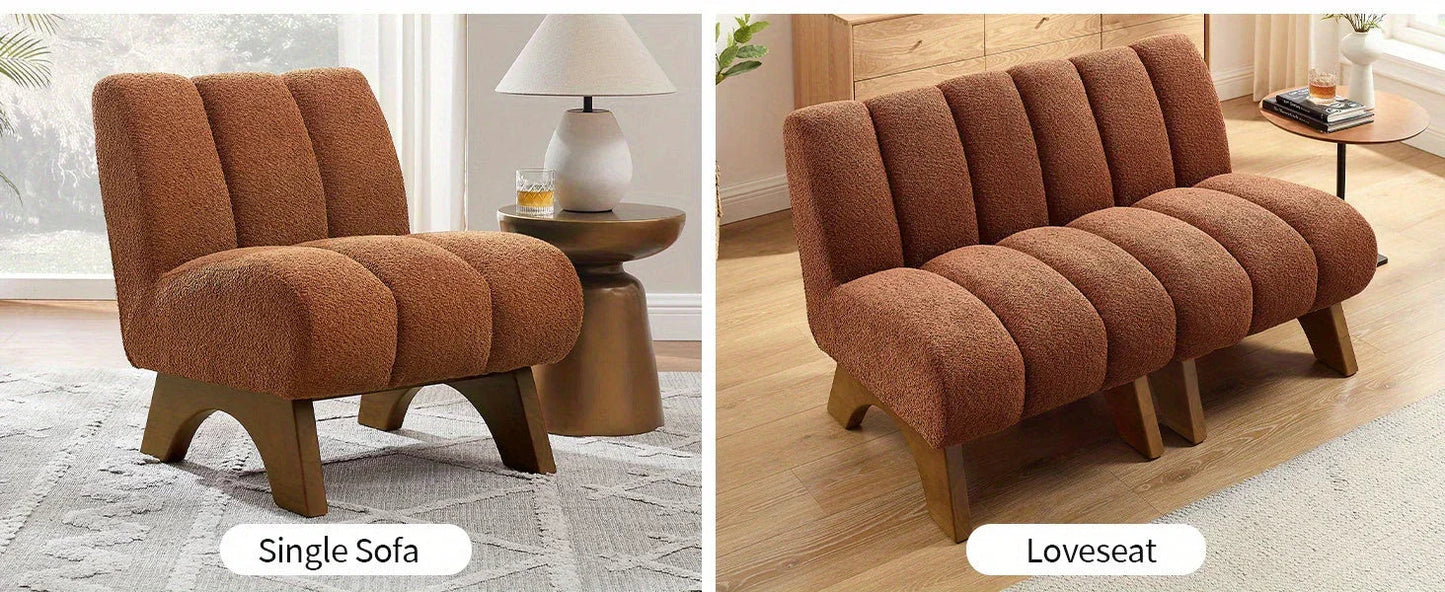 Accent Chair - Sherpa Beige Wooden