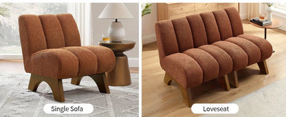 Accent Chair - Sherpa Beige Wooden